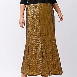 Lane BRYANT long sequin skirt, antique gold. Never worn. Size 22